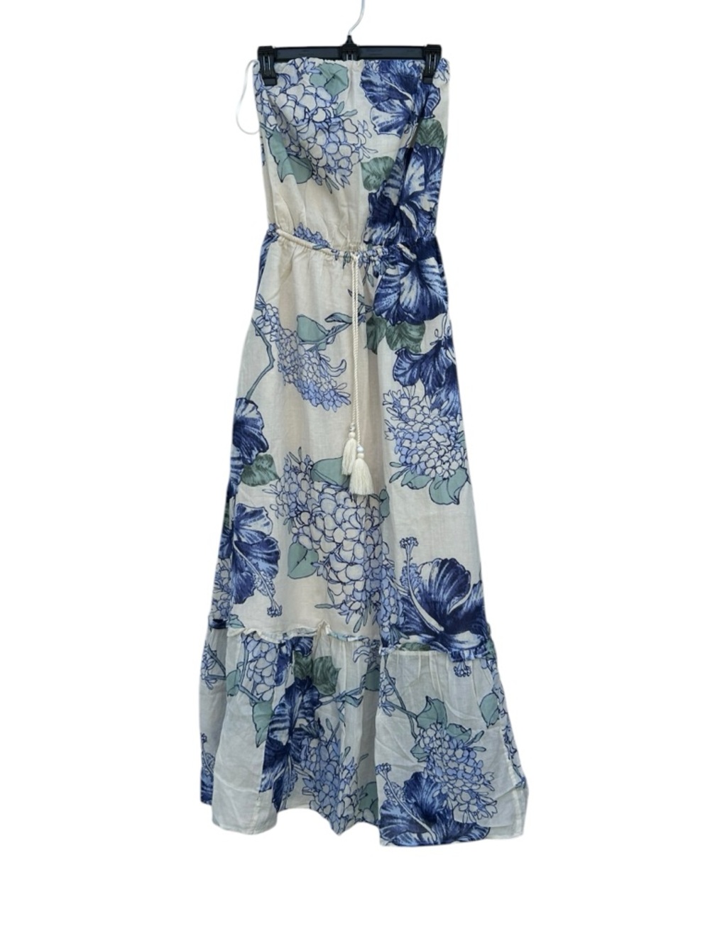 Abercrombie & Fitch Blue Floral Strapless Easy Waist Maxi Dress Womens S Tall - Picture 3 of 10